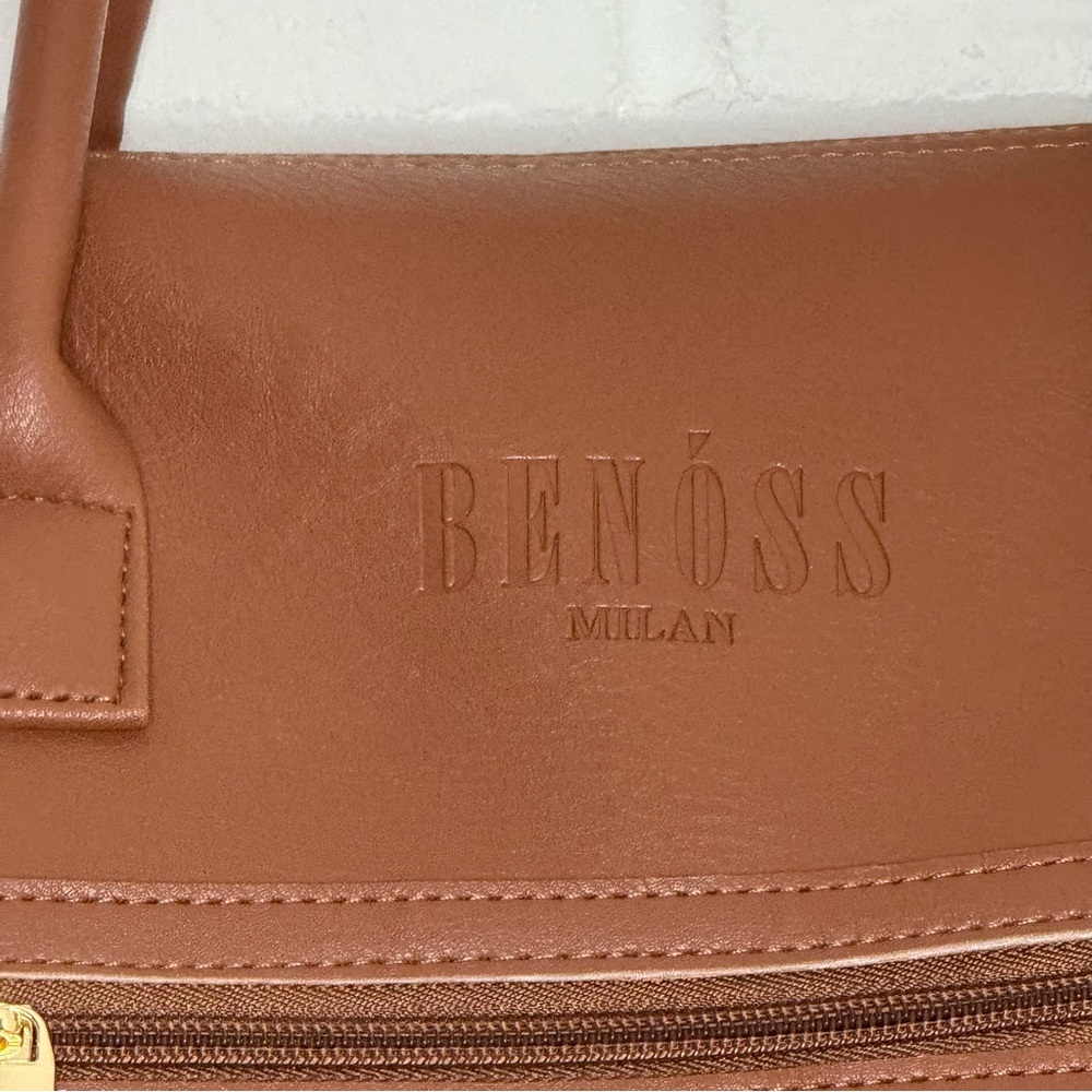 Benoss Milan Cognac Brown Duffle Bag 25” Vegan Leather Travel Weekender